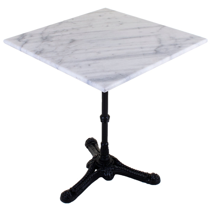 Square Marble Bistro Table with Cast Iron Base