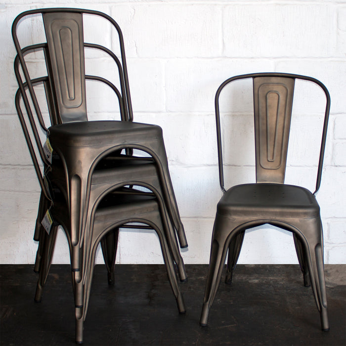 Tolix Style Siena Chair - Gun Metal