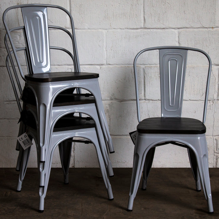 Tolix Style Roma  Chair - Pale Grey