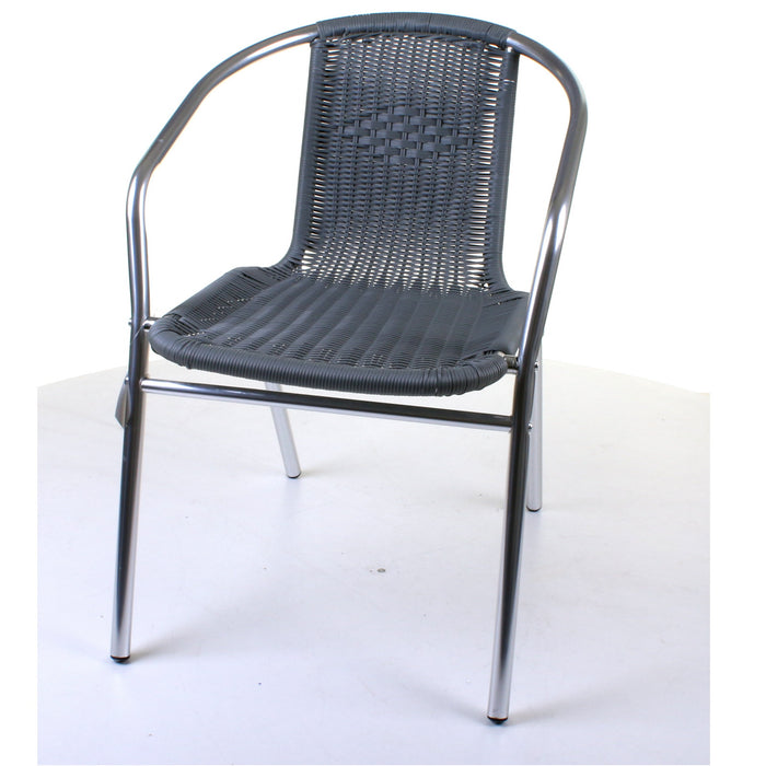 Chrome with Grey Wicker Bistro Chair