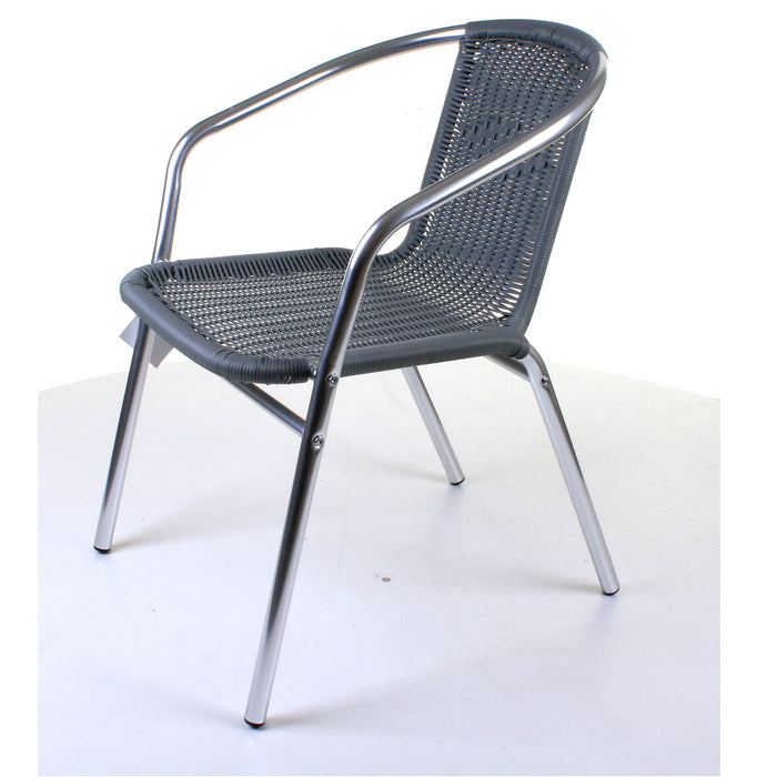 Chrome with Grey Wicker Bistro Chair