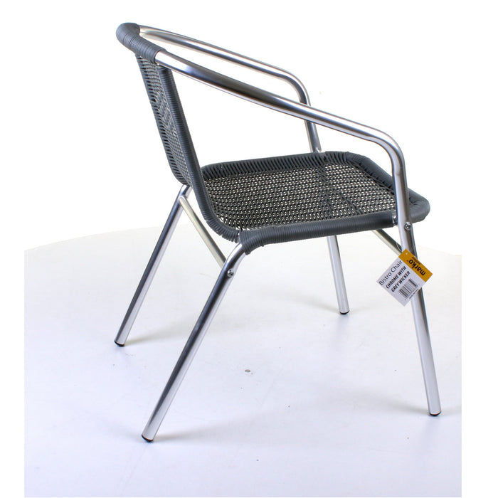 Chrome with Grey Wicker Bistro Chair