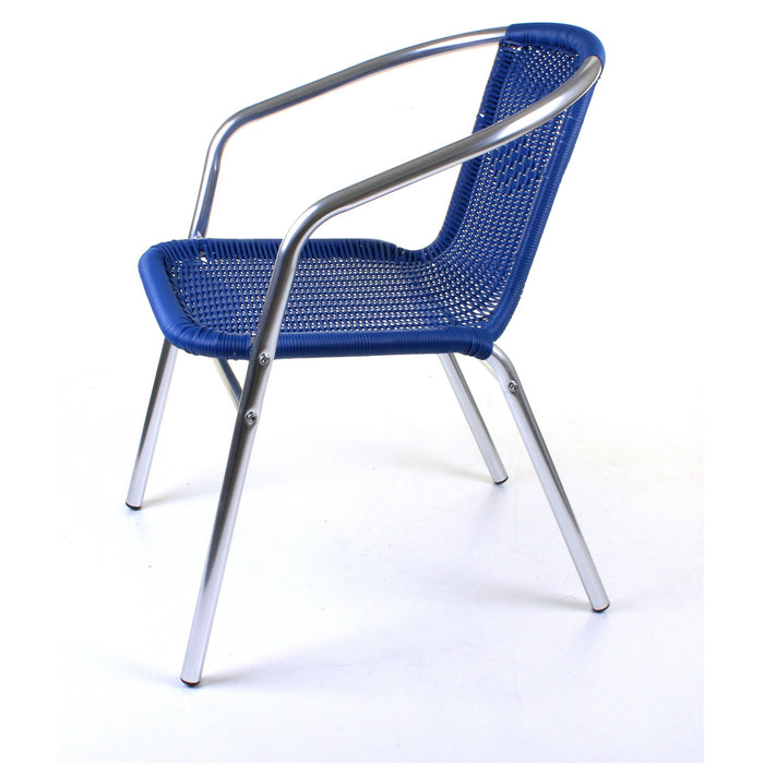 Chrome with Blue Wicker Bistro Chair