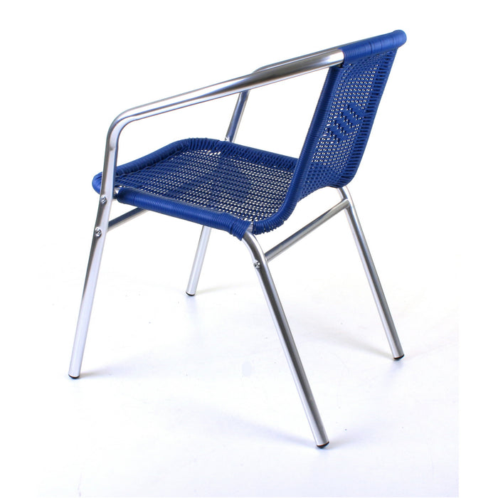 Chrome with Blue Wicker Bistro Chair