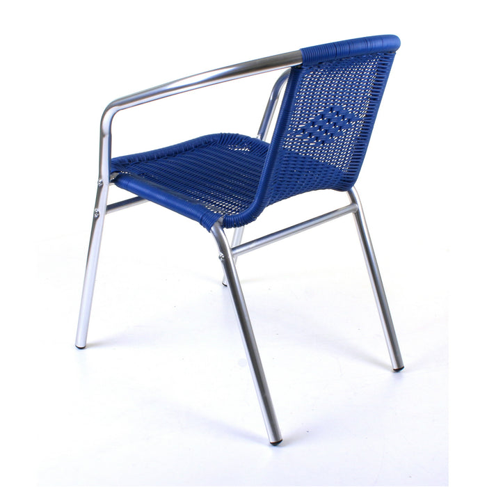 Chrome with Blue Wicker Bistro Chair