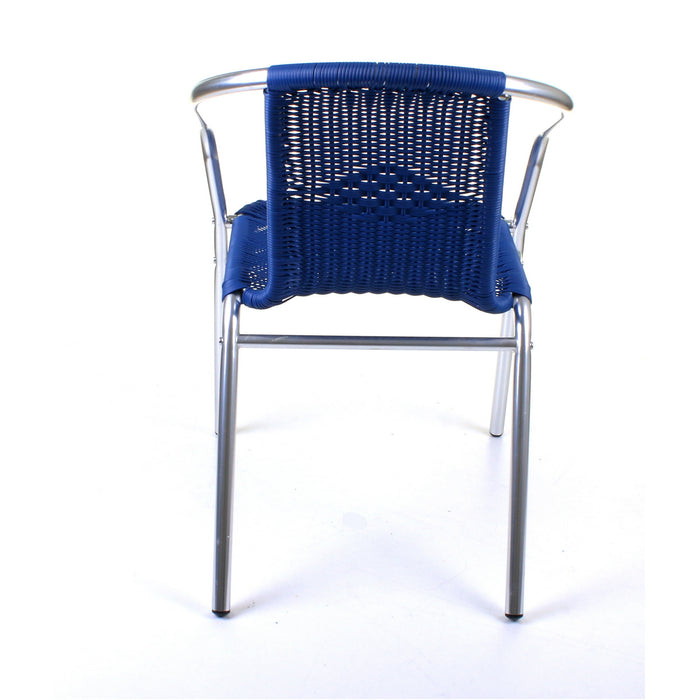 Chrome with Blue Wicker Bistro Chair