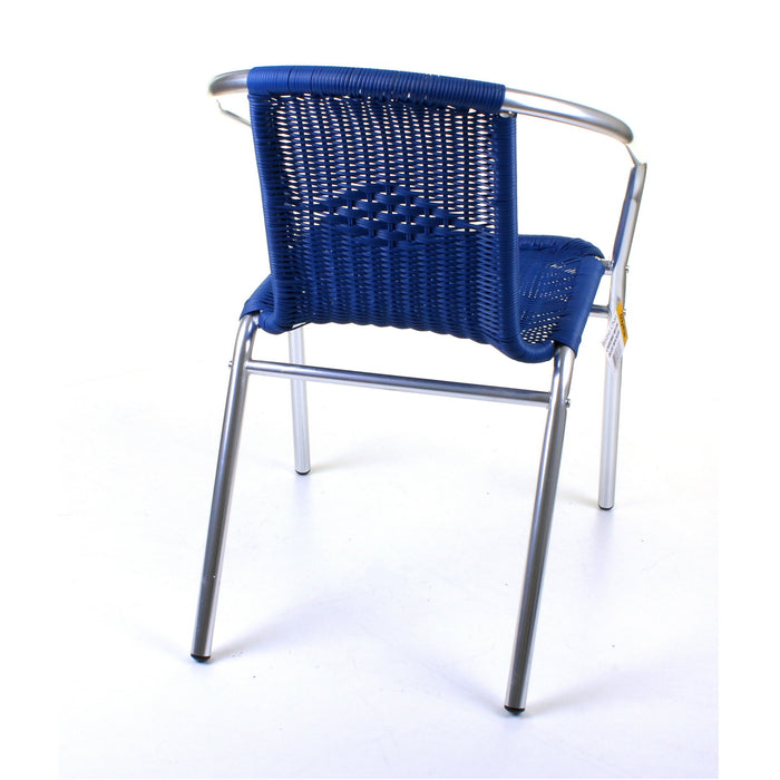 Chrome with Blue Wicker Bistro Chair