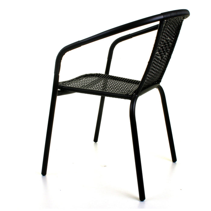 3PC Black Wicker Bistro Set