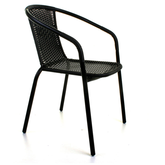 3PC Black Wicker Bistro Set