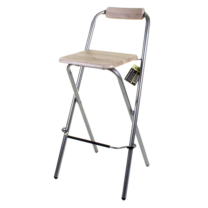 Folding Bar Stool - Wood Effect