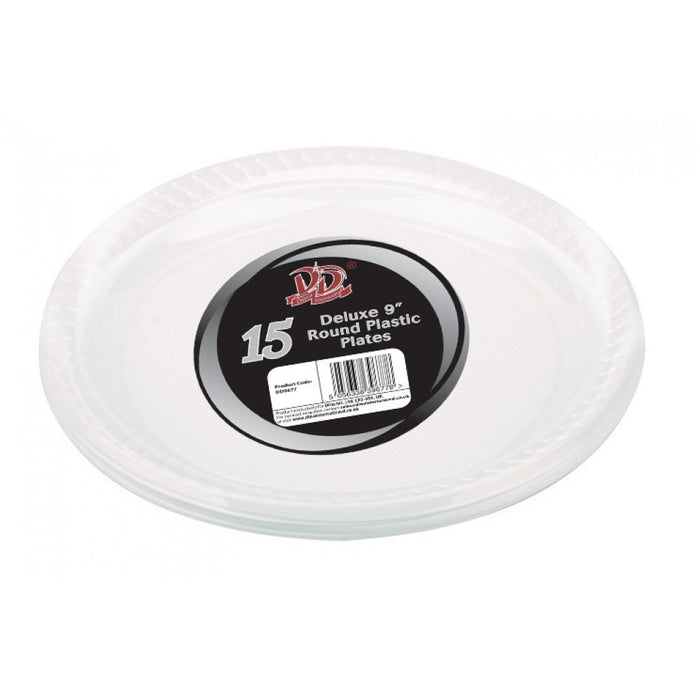 15pc 9'' Round Plastic Plates