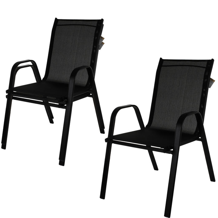 Black Textoline Chair & Grey Square Folding Table Sets