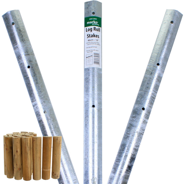 3PK Galvanised Metal Log Roll Stakes