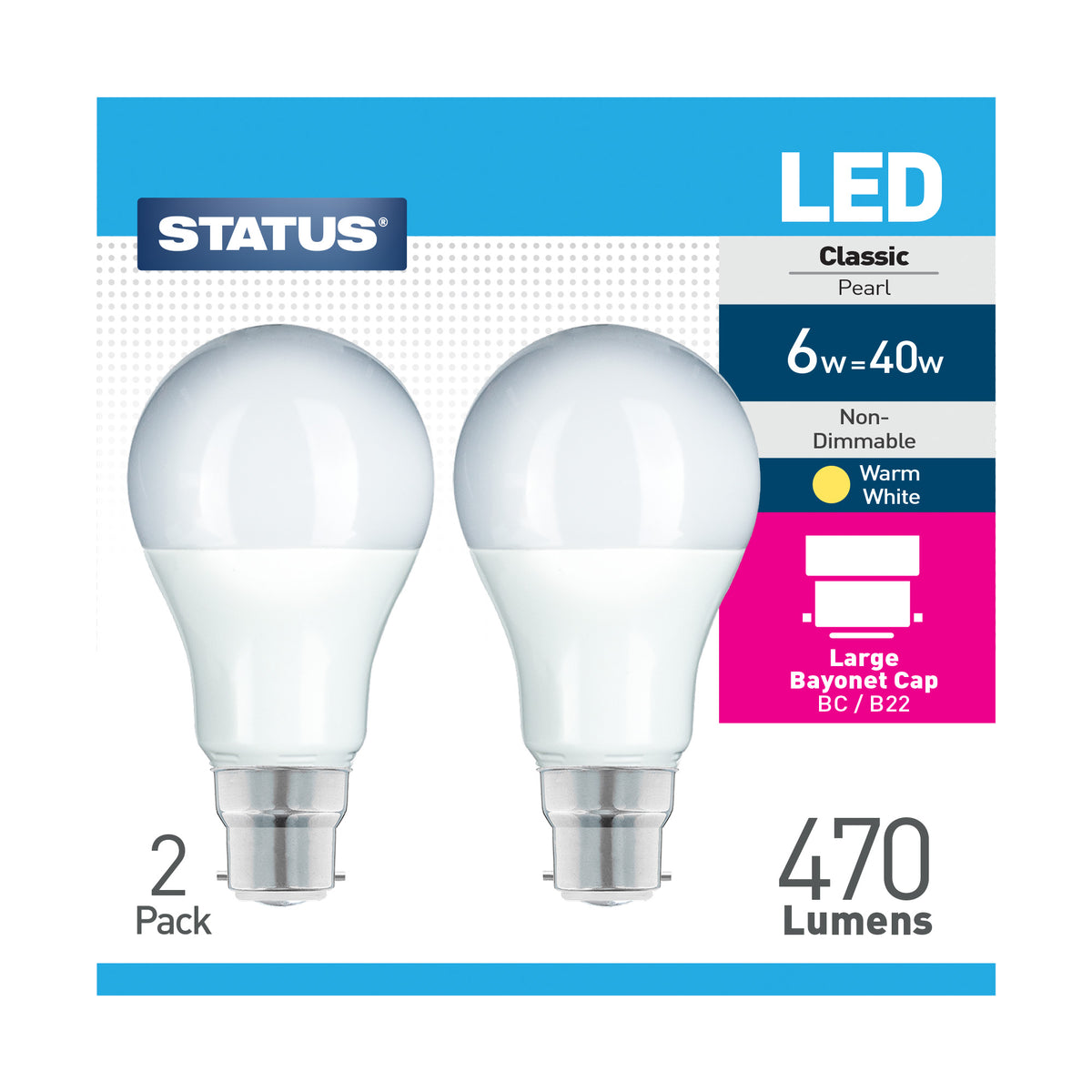 LED Light Bulb BC 2pc