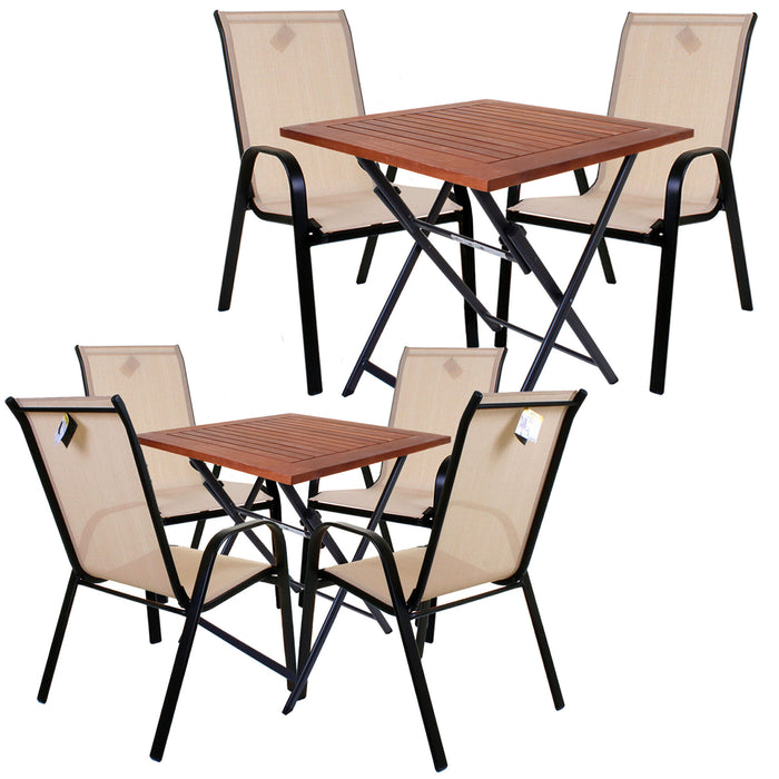 Cream Textoline Chair & Light Wood Folding Table Sets