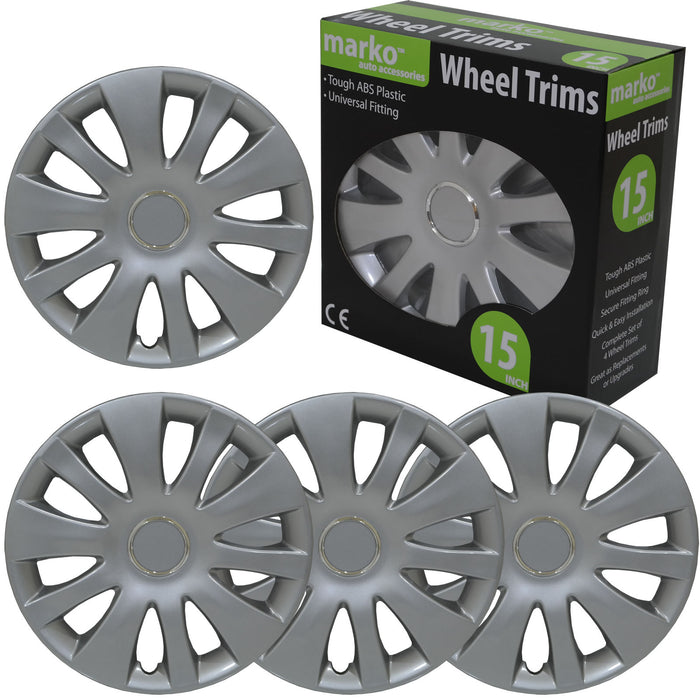 15 inch 10 Hole Silver Wheel Trims