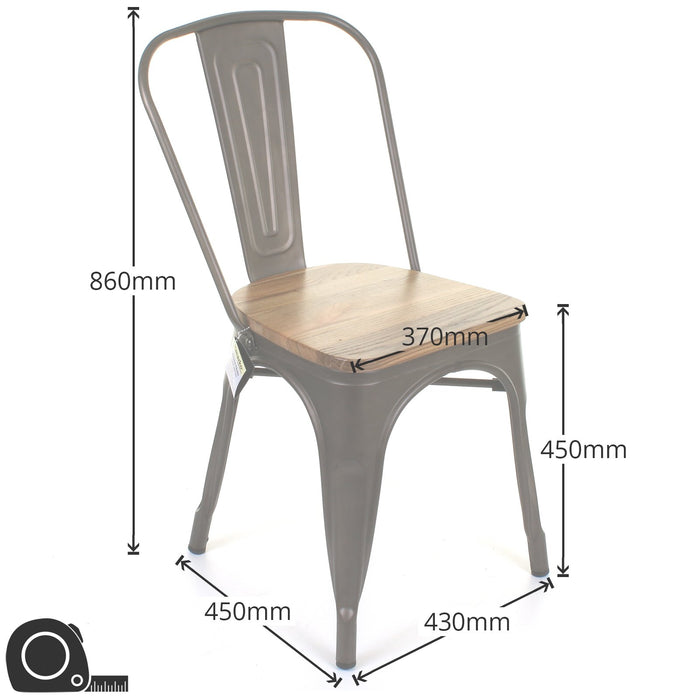 Tolix Style Roma  Chair - Pale Grey