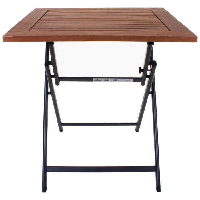 Black Textoline Chair & Light Wood Folding Table Sets