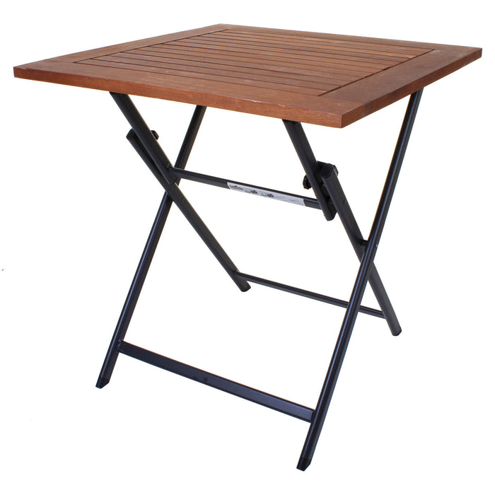 Black Textoline Chair & Light Wood Folding Table Sets