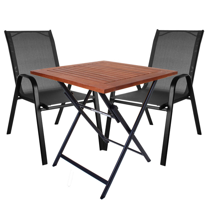 Grey Textoline Chair & Light Wood Folding Table Sets