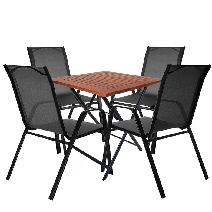 Grey Textoline Chair & Light Wood Folding Table Sets