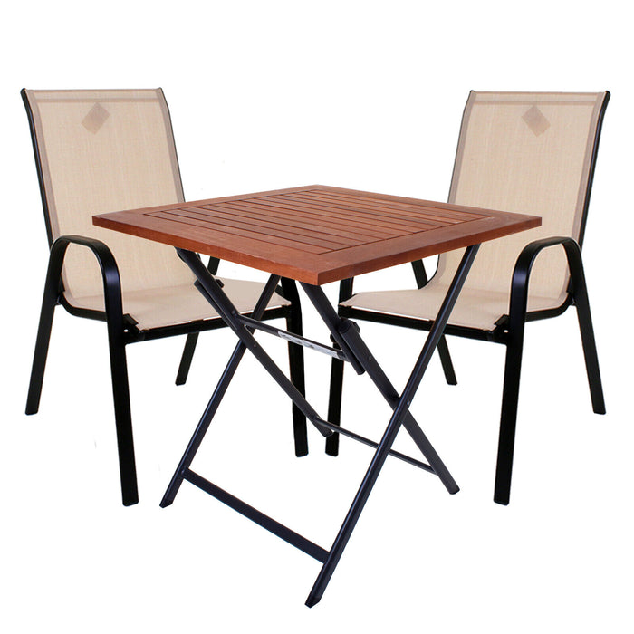 Cream Textoline Chair & Light Wood Folding Table Sets