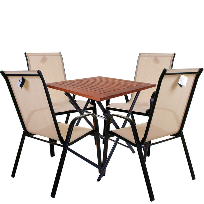 Cream Textoline Chair & Light Wood Folding Table Sets